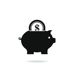 Piggy bank icon design isolated on white background. Vector illustration