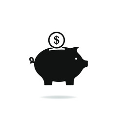 Piggy bank icon design isolated on white background. Vector illustration