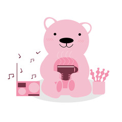 teddy bear with pink heart
Take a cup of coffee
