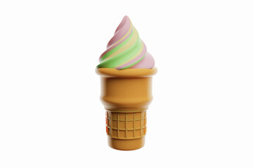 rainbow ice cream cone 3d render