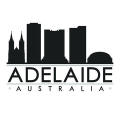 Adelaide Australia Oceania Skyline Silhouette Design City Vector Art Famous Buildings.