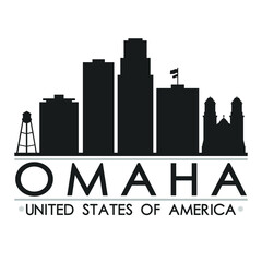 Omaha Nebraska USA Skyline Silhouette Design City Vector Art Famous Buildings. - obrazy, fototapety, plakaty