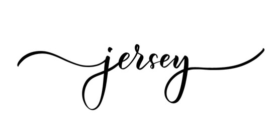 Jersey - vector calligraphic inscription with smooth lines for shop fabric and knitting, logo, textile.