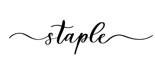 Staple - vector calligraphic inscription with smooth lines for shop fabric and knitting, logo, textile.