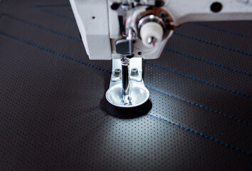 Fabric industry production line. Textile factory. Working tailoring process