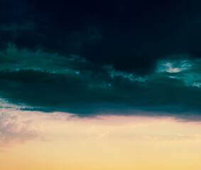 Dramatic Sunset sea horizon sky clouds sunset landscape. Nature sundown wallpaper