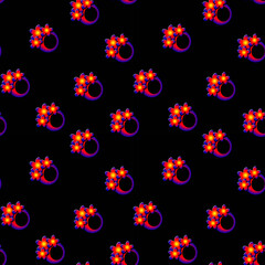 Fototapeta na wymiar Seamless pattern with shiny floral circle. Hand illustration.