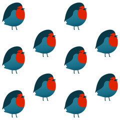 Robin Pattern for textile, fabric, print, card, background, wallpaper, vector illustration