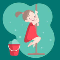 girl and cleaning