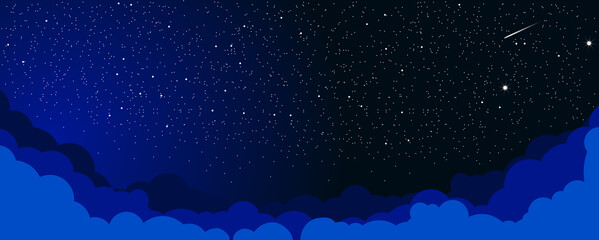 Sky color clouds landscape background design. Starlight Night. Illustration, vector - obrazy, fototapety, plakaty