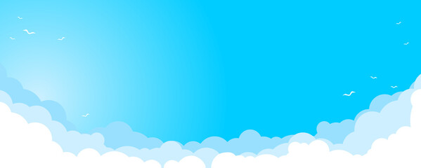 Sky color clouds landscape background design. Sunny day. Illustration, vector - obrazy, fototapety, plakaty