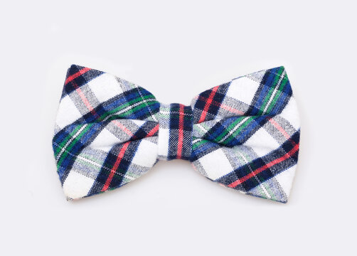 Tartan bow tie isolated on white background