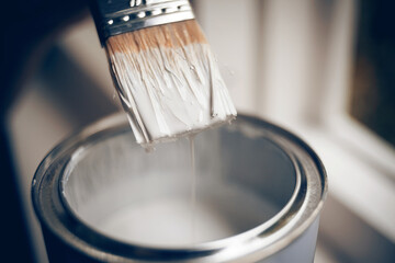 Brush in white paint. - 364294427