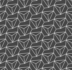 Continuous Simple Graphic Hexagon Plexus Pattern. Seamless Black Vector Rhombus Array Texture. Repeat Tileable Cell Repeat 