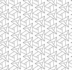Repetitive East Graphic Hexagon Repeat Texture. Repeat Wave Vector Geo Deco Pattern. Seamless Black Poly Design Texture. Ornate 