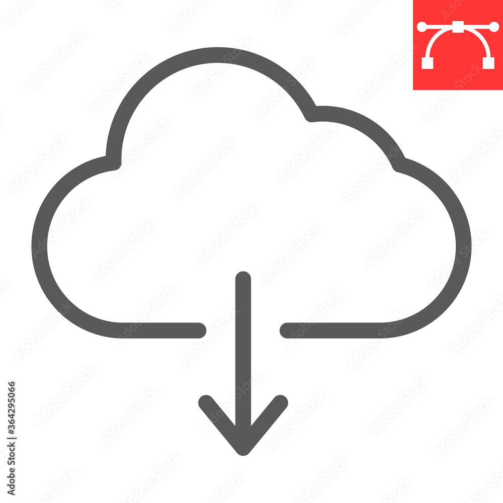 Aufkleber cloud download line icon, ui and button, computing sign vector graphics, editable stroke linear icon
