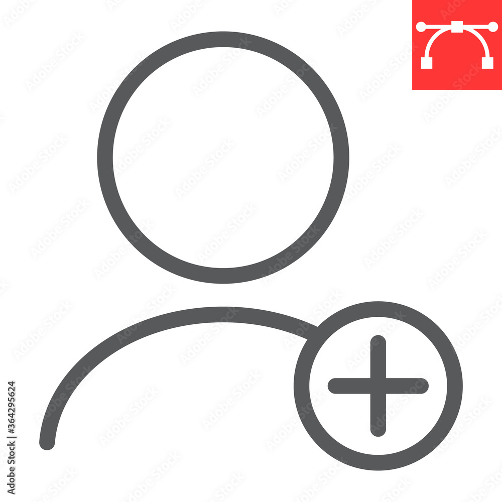 Poster add new user line icon, ui and button, account sign vector graphics, editable stroke linear icon, ep