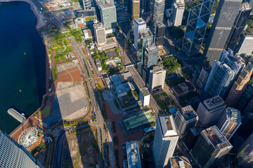 Panorama aerial view of Hong Kong City