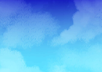 画用紙の質感のあるタッチの水彩　空と雲　