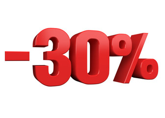 30 percent discount in red