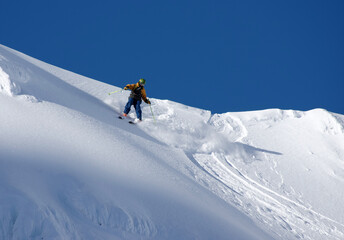 Ski touring in harsh winter conditions