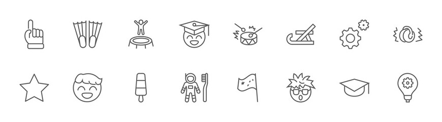 International World Day of Children's Inventions Line Icons. Editable Stroke