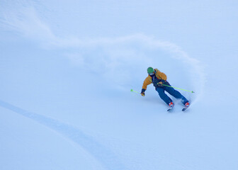 Naklejka na ściany i meble Ski touring in harsh winter conditions