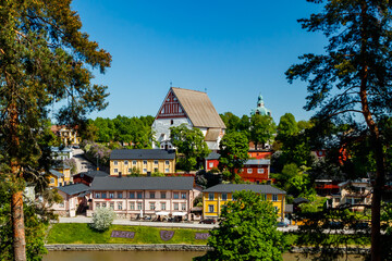 Beautiful panoramic view of Porvoo Cathedral and old town of Porvoo