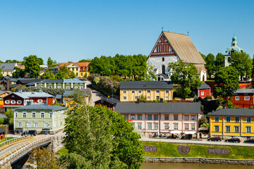 Obraz premium Beautiful panoramic view of Porvoo Cathedral and old town of Porvoo
