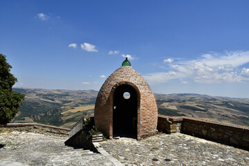 A strange building in a street of Cairano, a medieval town in the province of Avellino, Italy.
