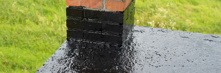 the terrace is covered with a layer of waterproofing mastic