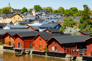 Naklejka premium Beautiful panoramic view of old town of Porvoo