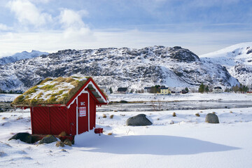 Traditional fishermen cabins in Lofoten Archipelago, Norway, Europe