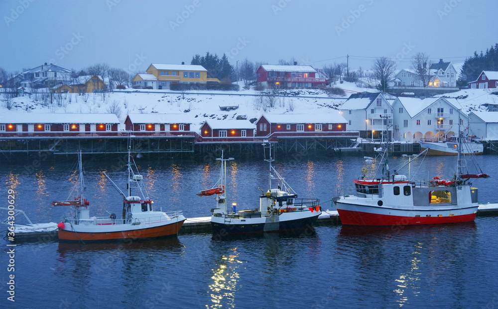 Wall mural reine resort in lofoten archipelago, norway, europe