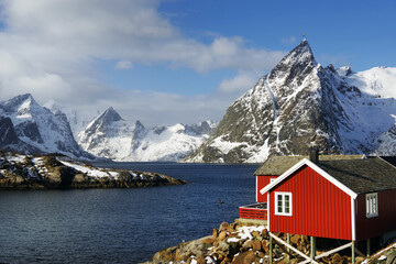 Traditional fishermen cabins in Lofoten Archipelago, Norway, Europe