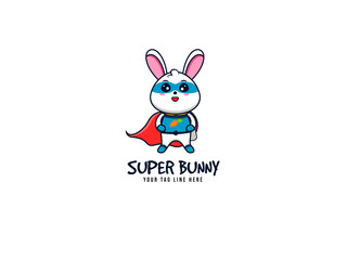 Super Bunny logo concept. logo with concept rabbit use superhero suit and mask. Suitable for Creative Industries, Shop, mascot company, and other related business.