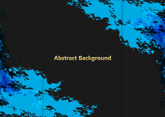abstract vector splatter blue color on black color design background. illustration vector design