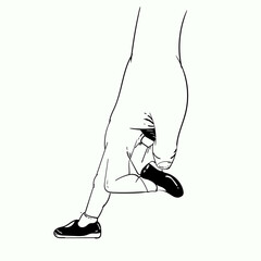 line art finger hang wearing shoes story telling