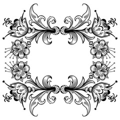 Floral vector vintage border. Frame design.