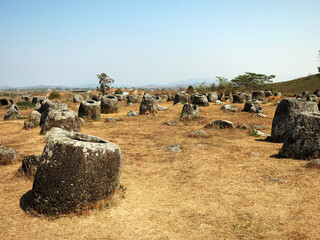 The Plain of Jars Site 1 in Phonsavan, Xiengkhouang Province, LAOS