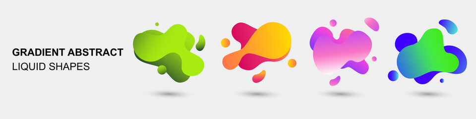 Set of abstract modern fluid graphic elements with gradient color Template for the design of a logo, flyer or presentation. Vector.