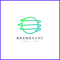 Waves surround the earth. Unique and simple logo design.