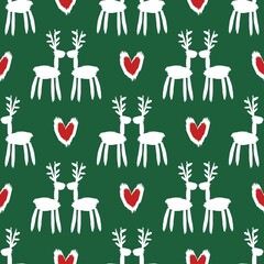 Seamless vector brush pattern with deers.