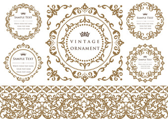 Fototapeta premium vintage ornament set. borders and frames.