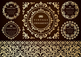 vintage ornament set. borders and frames.
