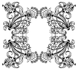 Floral vector vintage border. Frame design.