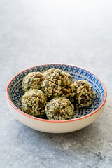Energy Matcha Balls Gluten Free Vegan with Matcha Powder.