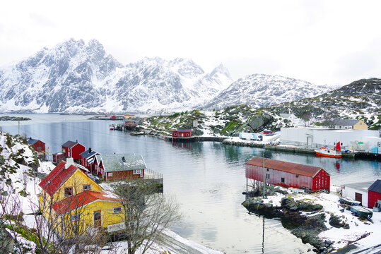Stamsund fishing village, Norway, Europe
