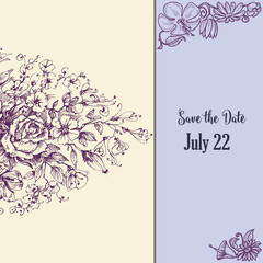 Save the date in vintage style floral decorations