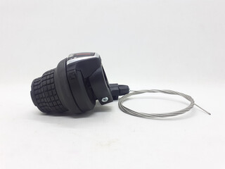 Black Modern Gear Shift Device for Bicycle Accessories Technology in White Isolated Background